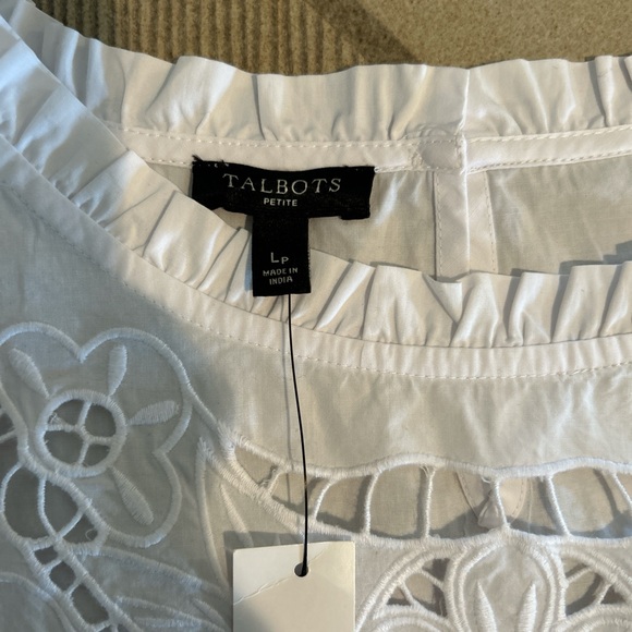 Talbots White Boxy Embellished Blouse - Picture 2 of 5